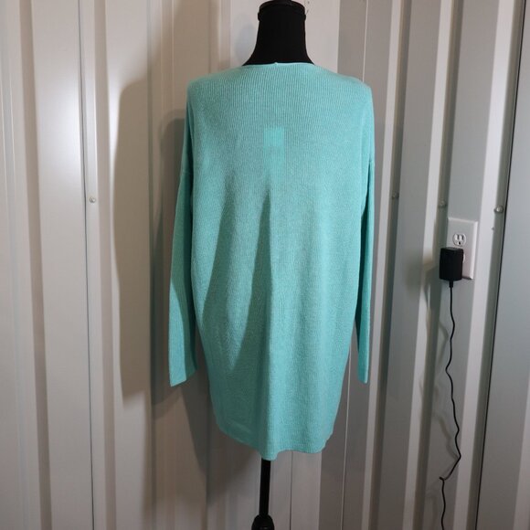 Eileen Fisher Womens Boxy Cardigan Aqua Open Front Organic Linen Cotton Size Sml - Picture 2 of 9